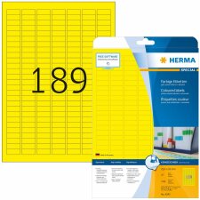 Étiquettes HERMA A4 jaunes 25,4x10 mm papier mat 3780 pièces