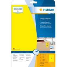 Étiquettes HERMA A4 jaunes 210x297 mm papier mat 20 pièces