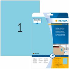 Étiquettes HERMA A4 bleues 210x297 mm papier mat 20 pièces
