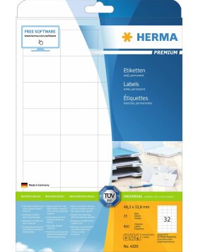 Etichette HERMA Premium A4, bianco 48,3x33,8 mm carta...