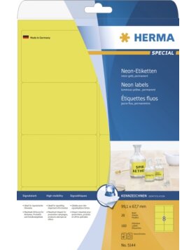 HERMA Etiketten A4 neon-gelb 99,1x67,7 mm Papier matt 160...
