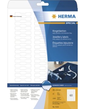 Etiquetas de anillas HERMA A4 blancas 49x10 mm papel opaco mate 1500 unidades