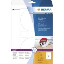 HERMA DVD--Blu-ray-Etiketten A4 weiß Ø 116 mm Folie matt 50 Stück