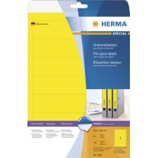 Étiquettes classeur A4 jaunes 192x38 mm papier mat opaque 140 pcs.