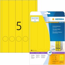 Étiquettes classeur A4 jaunes 38x297 mm papier mat opaque 100 pcs.