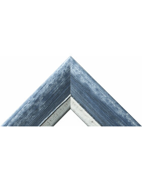 Cadre en bois H640 bleu 15x15 cm verre miroir