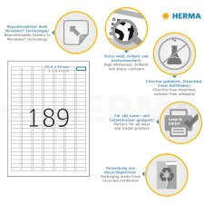 Etichette HERMA A4 bianco 25,4x10 mm Carta mobile-rimovibile opaca 4725 pezzi