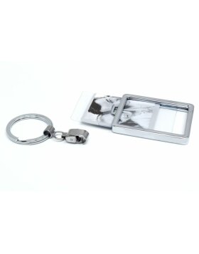 Porte-clés Deknudt métal rectangulaire argenté 3x4 cm
