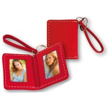 Leatherette key ring in red