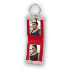 Keychain 2 Photos leather red