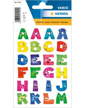 Letters 20mm A-Z paper funny faces 2 sheets