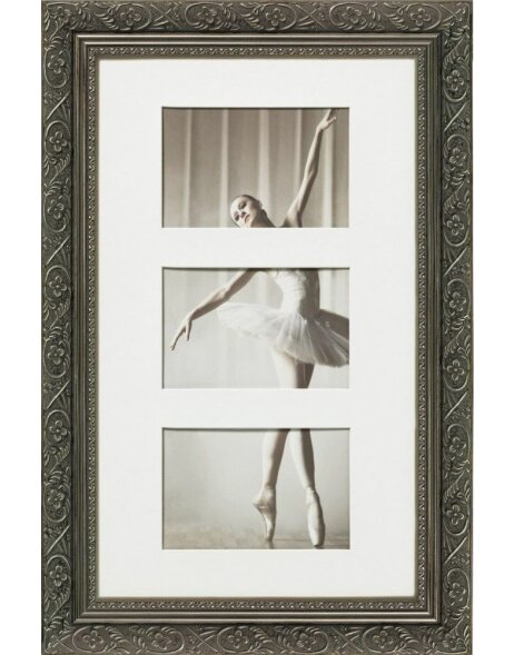 Gallery frame Barock 3x 4&quot;x6&quot; grey