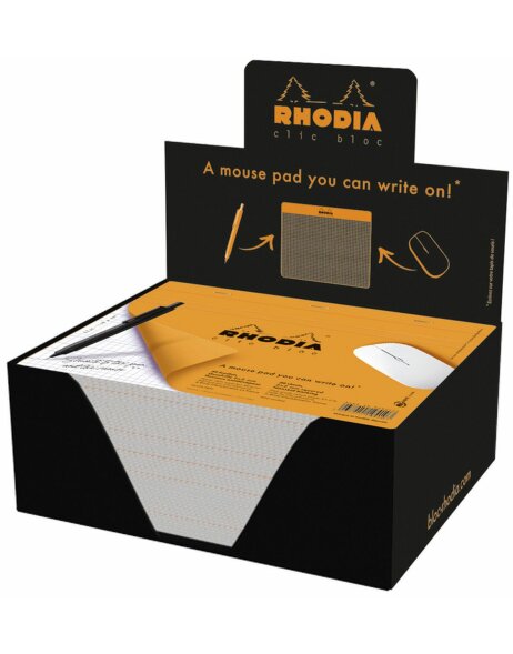 Mousepad-Block Rhodia, 19x23cm, 30 Blatt, 80g, kariert - Orange
