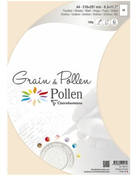 5 arkuszy Grain de Pollen A4 Ondine 120g