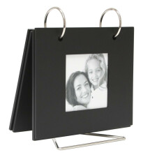 Foto-Ringbuch aus schwarzem Holz für 8 Fotos