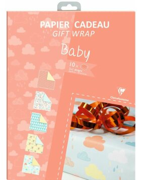 Baby, gift paper, 10 sheets folded 50x70cm salmon pink