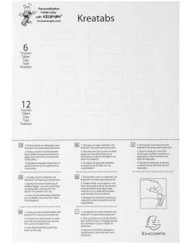 Índices de cartón blanco con pestañas de colores reforzadas personalizables A4 6 unidades