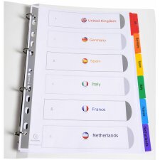 Register white cardboard personalized with reinforced colored Taben A4 6 pieces