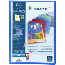 Chemise à rabats en PP 500µ avec 30 pochettes Kreacover, pour format A4 - Bleu