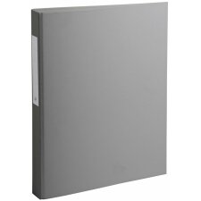 Ring binder of solid cardboard 1.8mm PP laminated two rings secured around 25mm on the rear cover, back 30mm, for A4 Gray