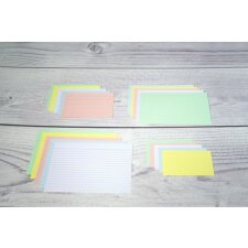 Foil shrink-wrapped with 100 unperforated index cards, DIN A5 148x210mm, 205g, lined White