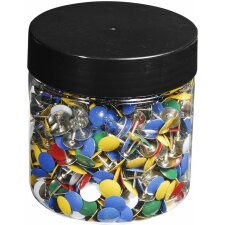 drawing pin blister pack 1000 pieces coloured, assorted 9 mm