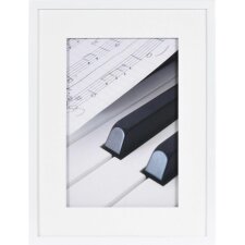 30x40 cm PIANO cornice in legno bianca con passe-partout