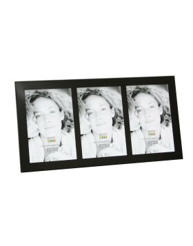 3-frame photo frame for picture format 6x9 cm in black