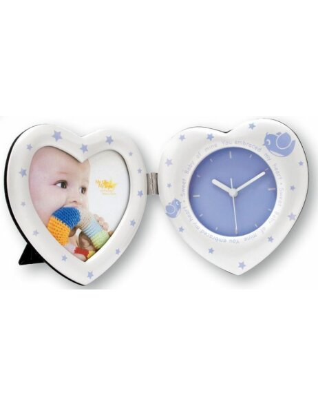 ZEP Horloge photo Heart Clock 10x20 cm bleu