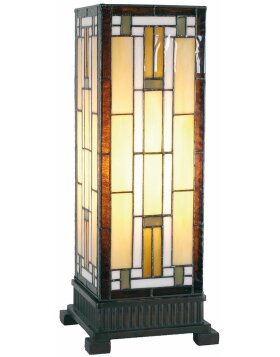 5LL-5445 Tiffany tafellamp 18x45 cm bruin glazen vierkante bureaulamp