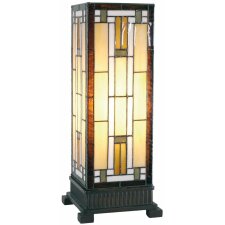 5LL-5445 Tiffany tafellamp 18x45 cm bruin glazen vierkante bureaulamp