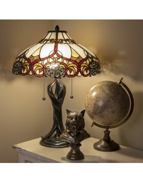Tiffany table lamp &Oslash; 41x56 cm colourful/red