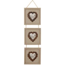 2718 Antique frame with heart and cord for 3 photos 7x7 cm