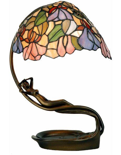 LumiLamp 5LL-799 Lampada da tavolo Tiffany 28x20x40 cm in vetro rosa viola