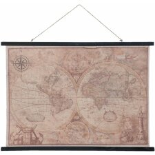 Wandkaart wereld bruin - 5wk0002 Clayre Eef