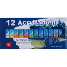12 Tuben Acrylfarbe Malfarben Bastelbedarf