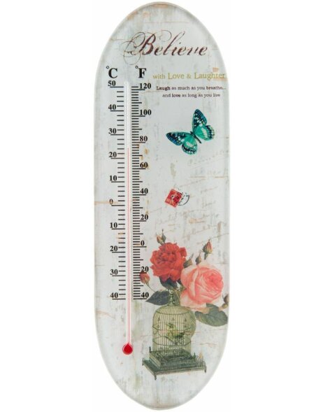 Clayre &amp; Eef Thermometer - Roses - 7x1x22 cm