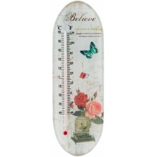 Clayre & Eef Thermometer - Roses - 7x1x22 cm