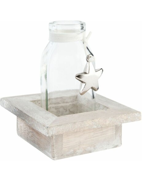 decoration bottle STAR wood/glass - 63640