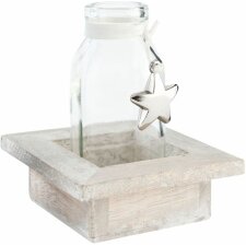 decoration bottle STAR wood/glass - 63640