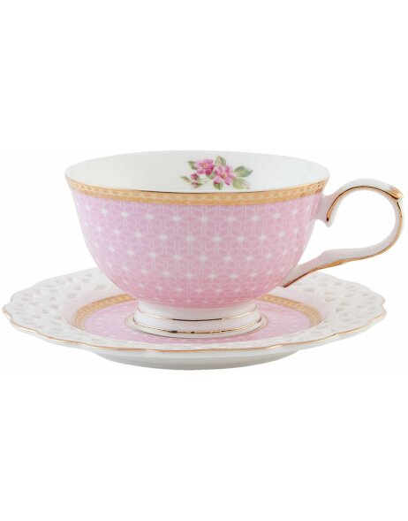 Coffee cup with saucer 0,2 L pink