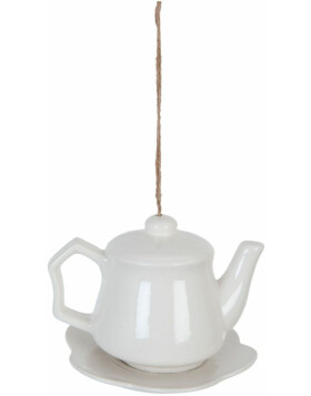 Tea pot - decoration in white by Clayre & Eef