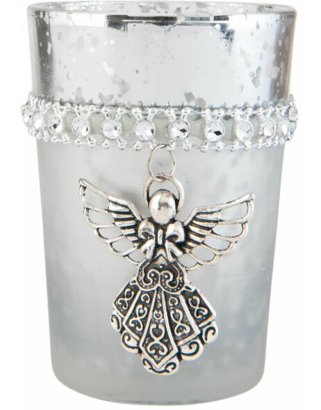 Tea light holder ANGEL - 6x8 cm silver