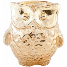 tea light holder OWL - 9x7 cm gold
