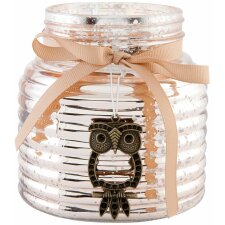 tea light holder OWL - 11x10 cm colourful