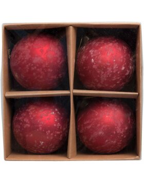 6gl2078 Clayre Eef kerstbal - set van 4 rood