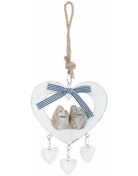 decoration hanger Heart - 6H0981 Clayre Eef white/blue