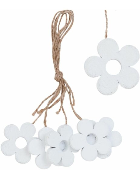 decoration hanger Flower - 6H1043 Clayre Eef white/brown