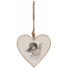 decoration hanger Heart - 6H1077 Clayre Eef white/grey