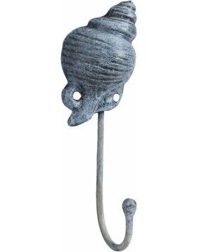 hook SHELL - 8x5x17 cm blue-grey